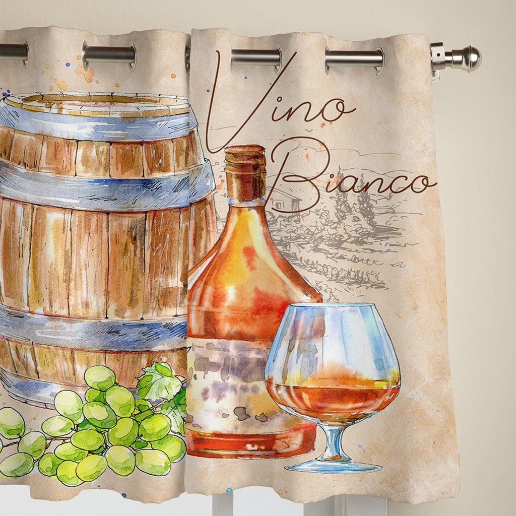 Fall Wine Barrel Retro Curtains for Bedroom Living Room Window Curtain Treatments Blinds Kitchen Home Decor Drapes