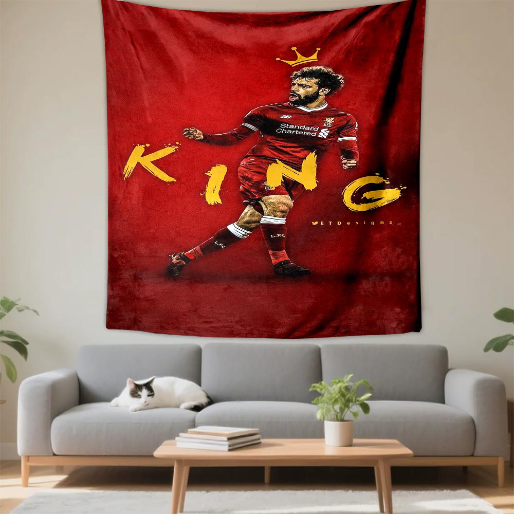 Tapestry Mohamed Salah Liverpool King Gold Crown Brush Poster Wall Art for Bedroom