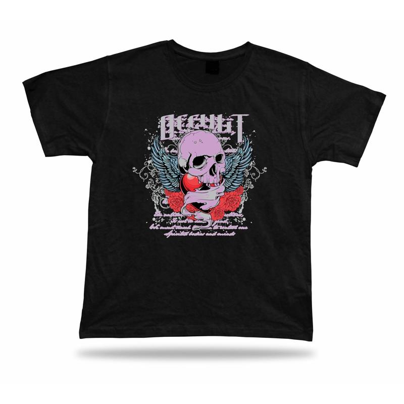 Tshirt Tee Shirt Birthday Gift Idea Occult Skull Creepy Horror Gothic Emblam