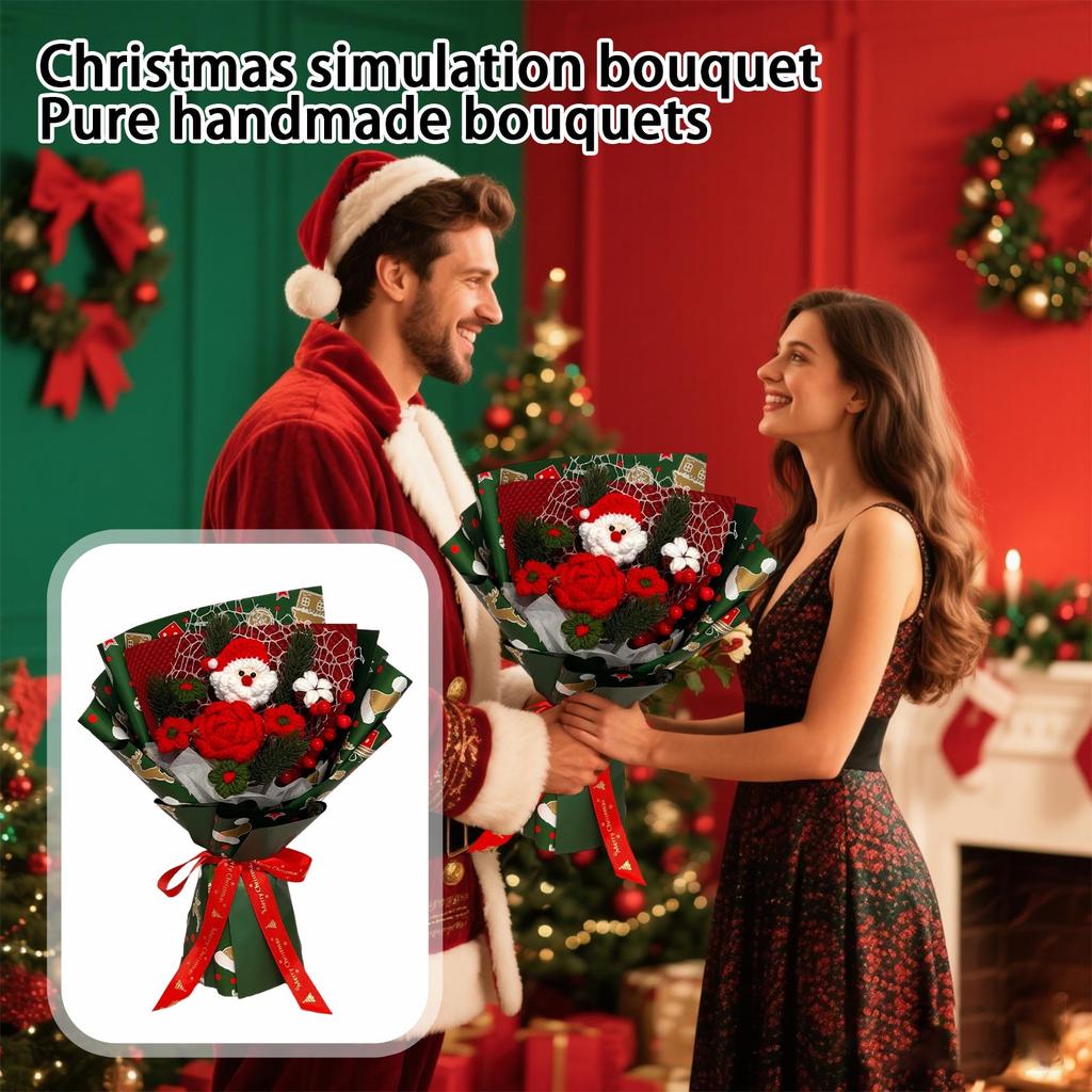 Christmas Simulation Bouquet Handmade Wool Bouquet Hand Bouquet Finished Product