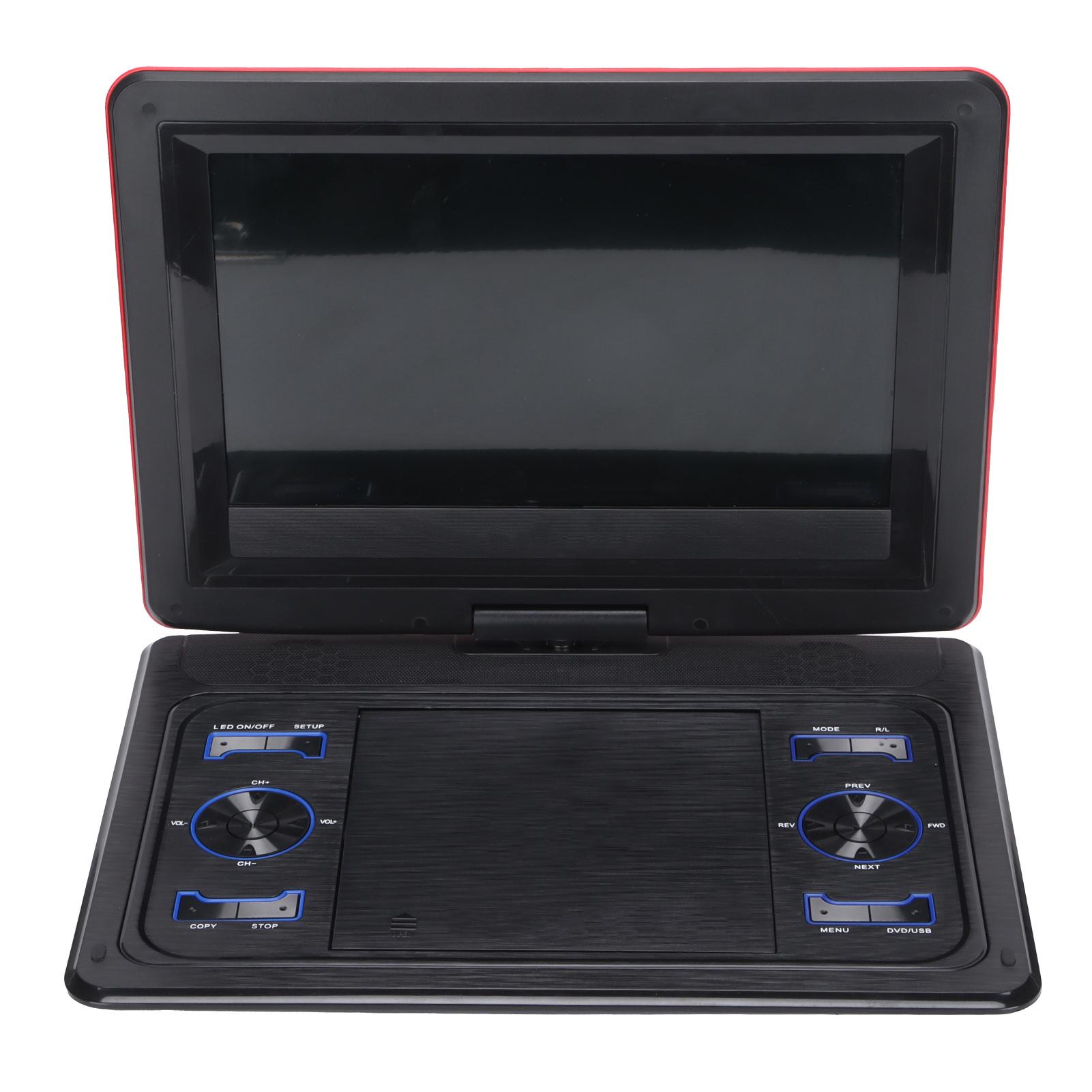 

Портативный DVD-плеер с вращающимся аккумулятором, HD CD DVD-плеер со светодиодным экраном для путешествий в машине UK Plug красный