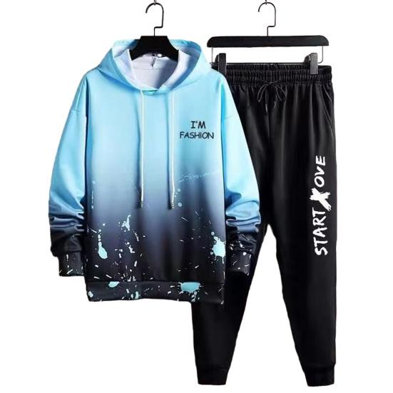 Sonbahar kışlık kapşonlu pantolon takım elbise nefes rüzgar geçirmez uzun kollu erkek Hoodie İpli pantolon spor giyim seti
