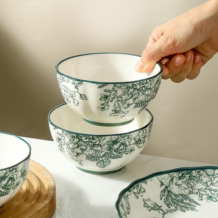 Japanese-Style Ceramic Tableware Set, Household Underglaze Color Dishes Set, High-Value Souvenir, Business Event Gifts