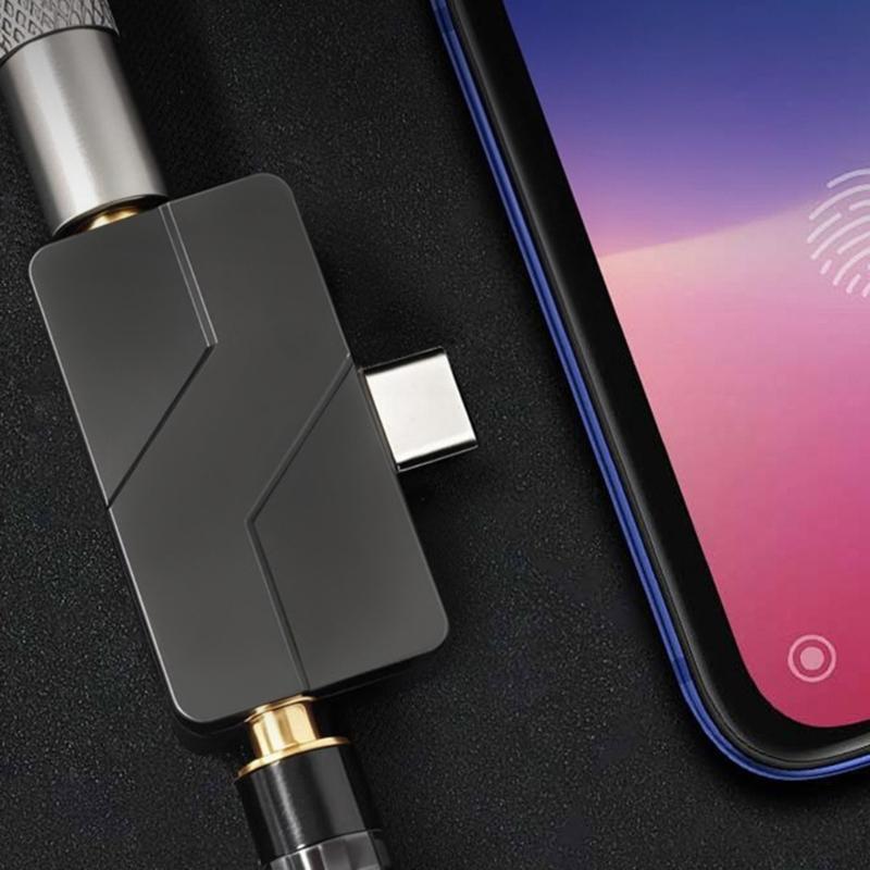 Double Port 3.5mm And 4.4mm Headphone Adapter Type C Connector Supports 384kHz 32Bit HiFi Auditory Output