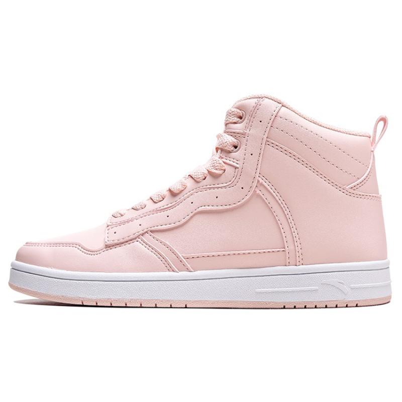 Anta Life Collection Anti-Slip Wear-Resistant High-Top Skateboard Shoes Women's Baby Pink Sneakers