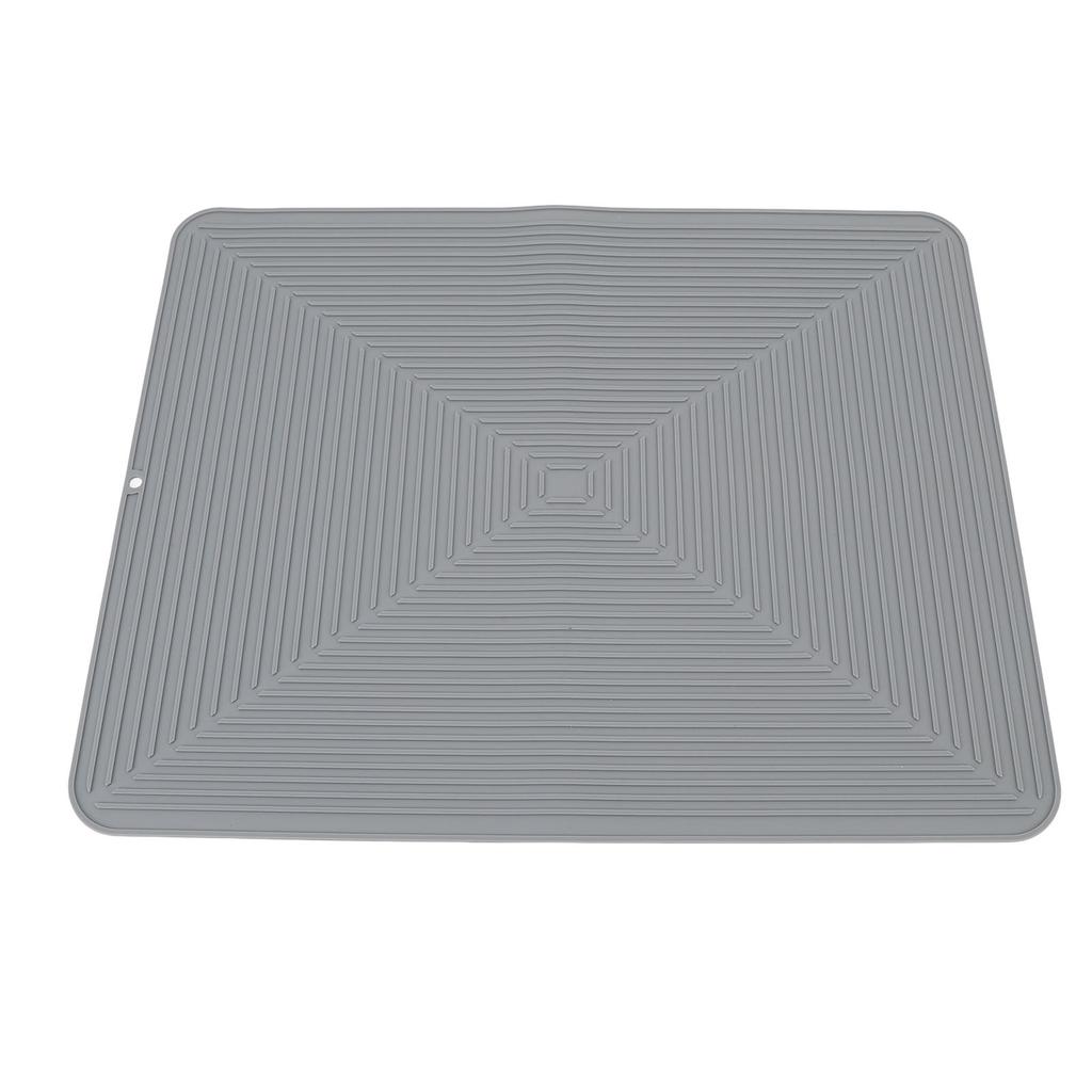 Silicone Dish Drying Mat Countertop Protector Heat Insulation Non Slip Drain Pad for Kitchen Counter Grey
