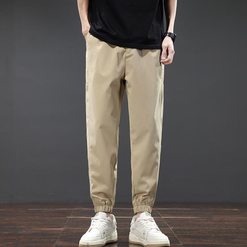 Men's Spring/Summer Ice Silk Sports Pants - Versatile, Comfortable, Breathable, Loose-Fit Casual Style.