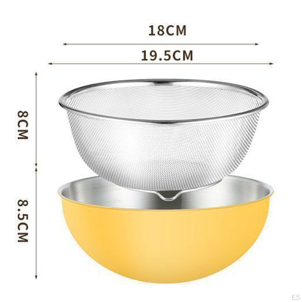 Colander Stainless Steel Mixing Bowl Food Strainer Basket Draining Rinser with Smooth Touch Suitable