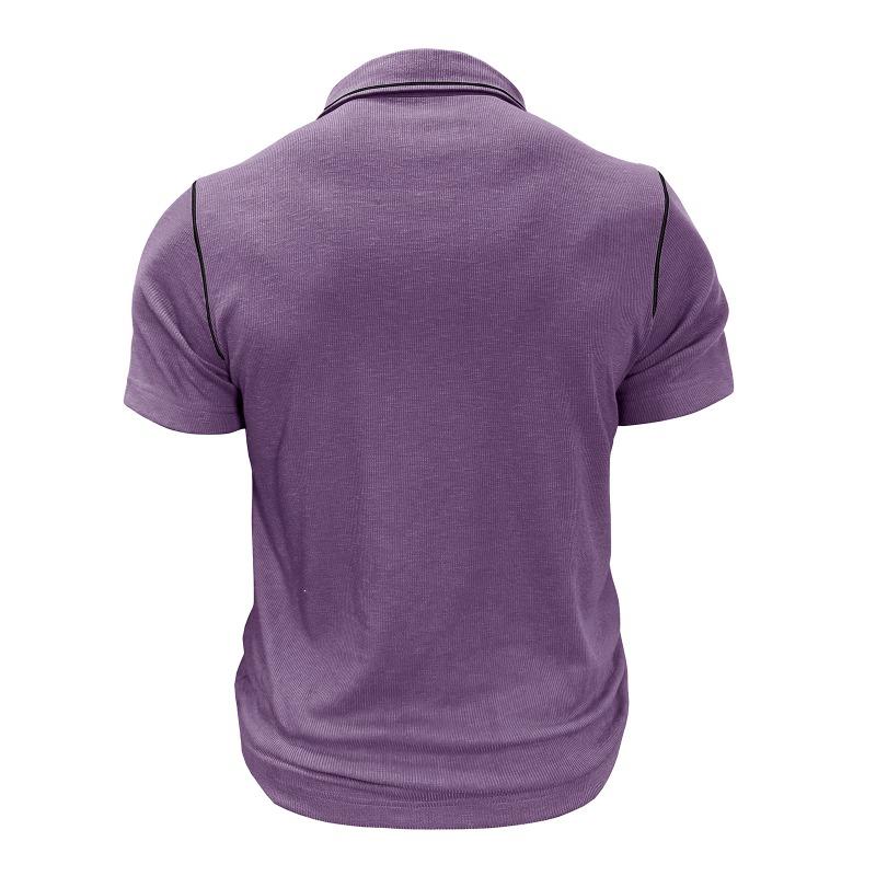 Mens Plus Size Fashion Turn Down Collar Short Sleeve Pocket Polo Shirt