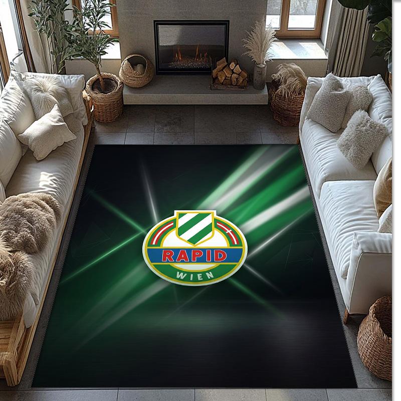 Rapid Wien FC Fußballmuster Weicher Teppich Nicht rutschfest Indoor Boden Teppich Sport Dekor Matte für Schlafzimmer