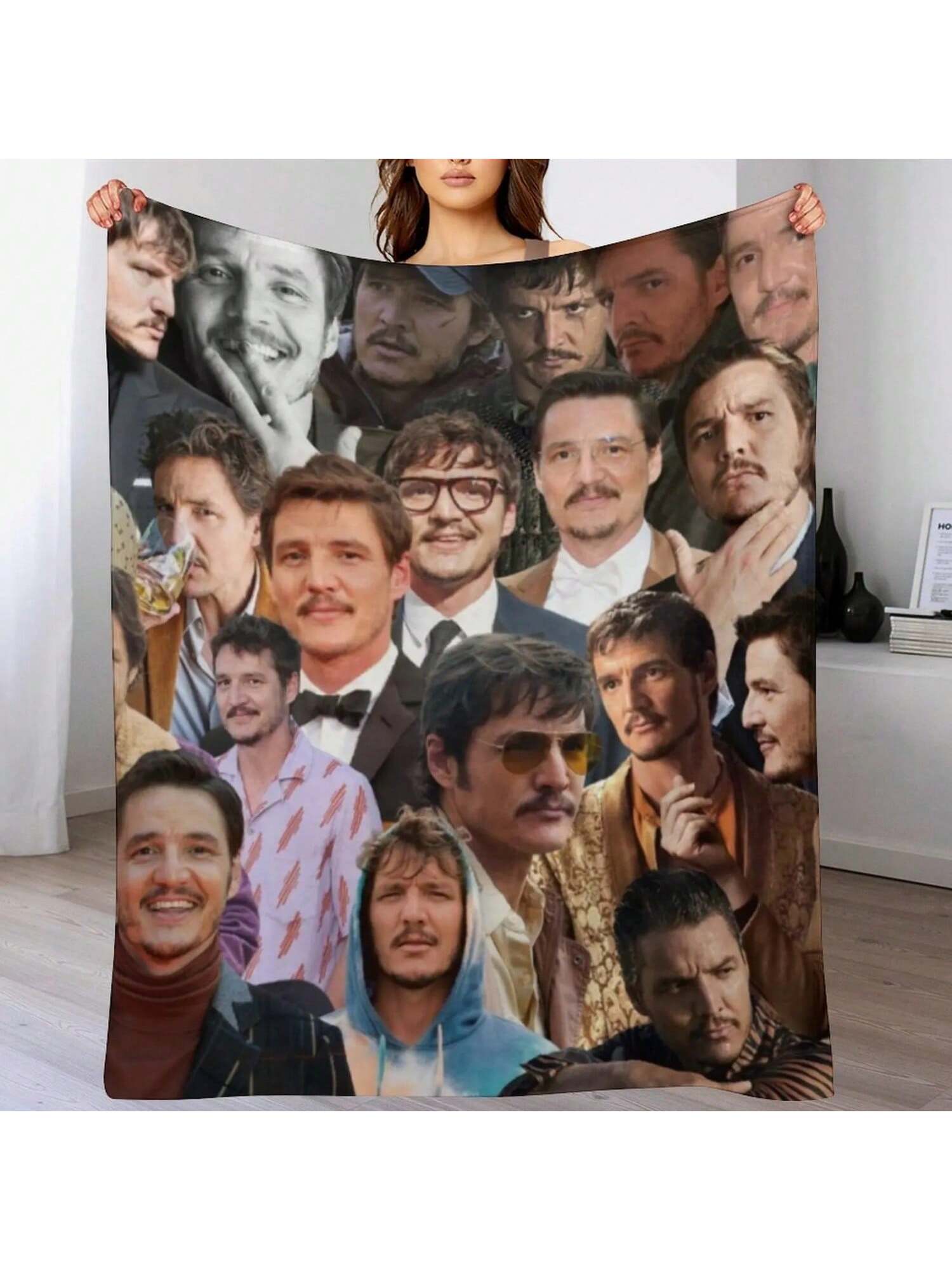 

Pedro Pascal Photo Collage Throw Blanket Sofa Throw Custom Blankets For Sofas Moving Blankets 75X95CM сірий колір