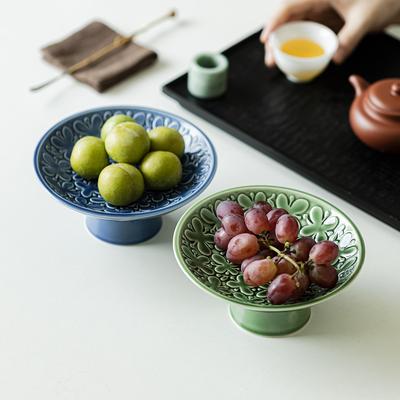 Elegante Keramik-Obst- und Dessertplatte mit hohem Fuß – Luxuriöses Geschirr für kalte Speisen