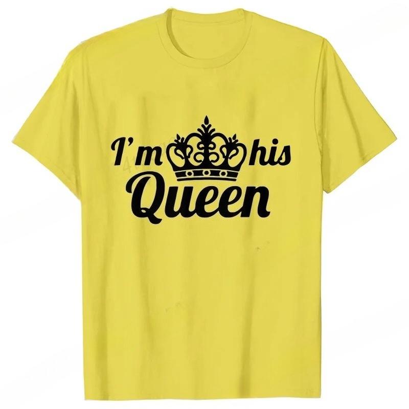 

I m Her King I m His Queen Couples T-shirt King Queen Outfit for Men Women Lover T Shirts for Couple Gift Tee Shirts Tops 4XL
