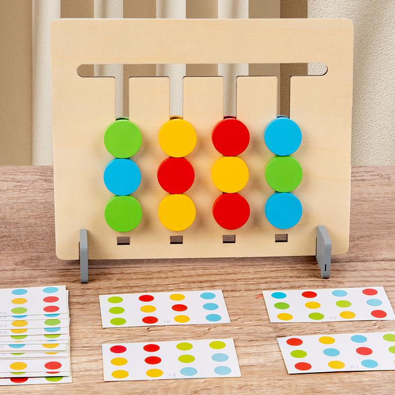 Double-Sided Four-Color Chess Logic Puzzle Toy for Ages 2-3 - Montessori Early Education Game