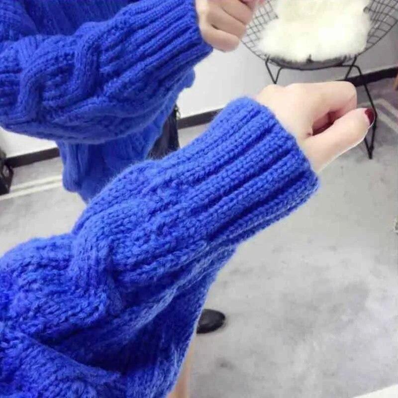 Polotröja Dam Vit Casual Lös Pullover Stickade Toppar Höst Vinter Ny Mode Damstickat Tröja Ytterkläder