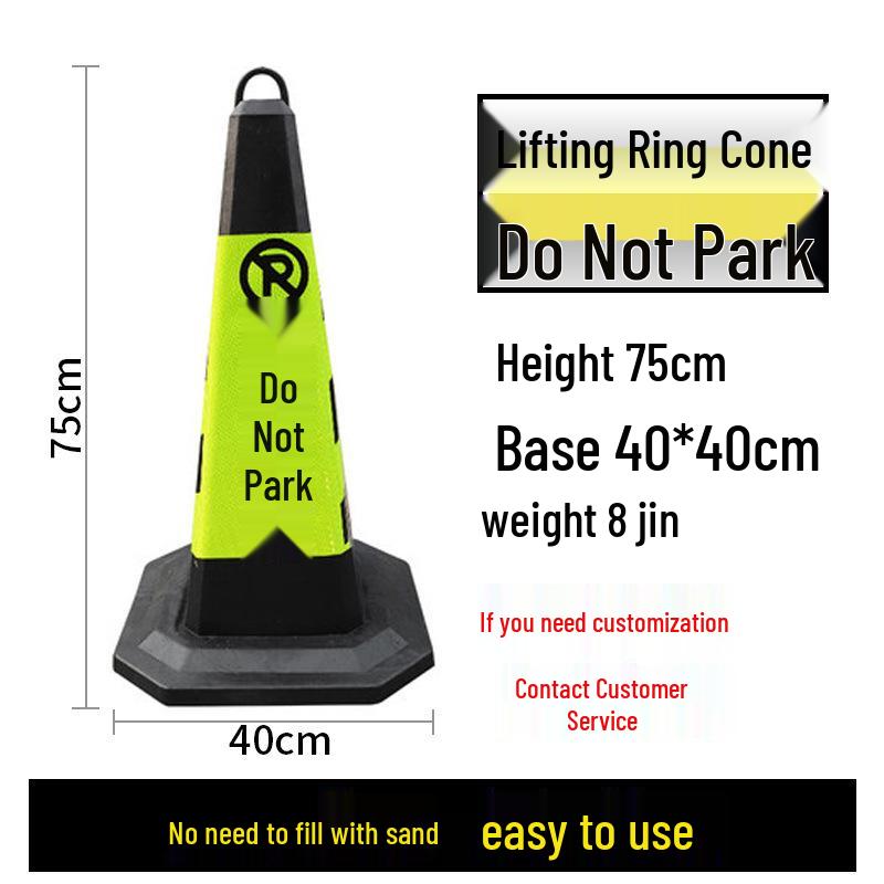 70cm Reflective Rubber and PVC Traffic Cone - No Parking Ice Cream Cone Design