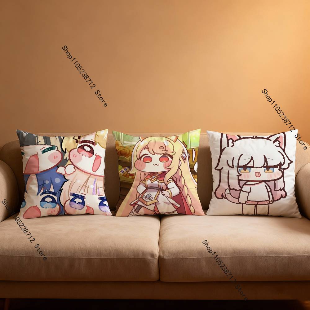 Cute Game T-Trickcal Anime Pillow Case Anti-Dustmite Pillowcase Invisible Zipper Silky Short Plush Sofa Cushion Cover