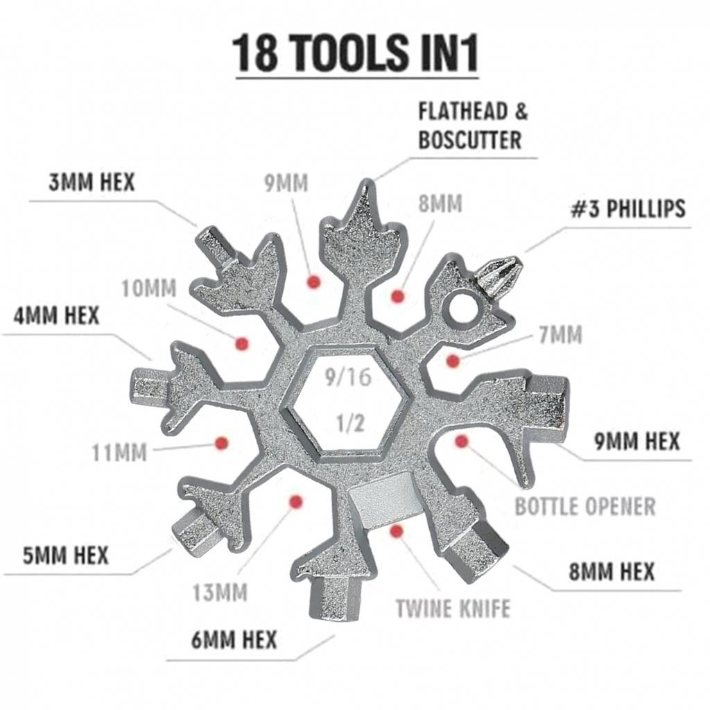 For Snowboarding Equipment 19-In-1 Multifunctional Tool Versatile Tool