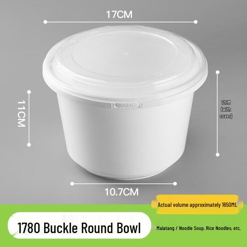 HANDUNYOU Thickened Disposable Round Takeout Box with Anti-theft Buckle