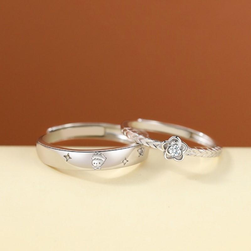 Silver Color Prince Rose Couple Rings for Women Men New Trendy Forever Love Engagement Lovers Ring Valentine's Day Jewelry Gifts