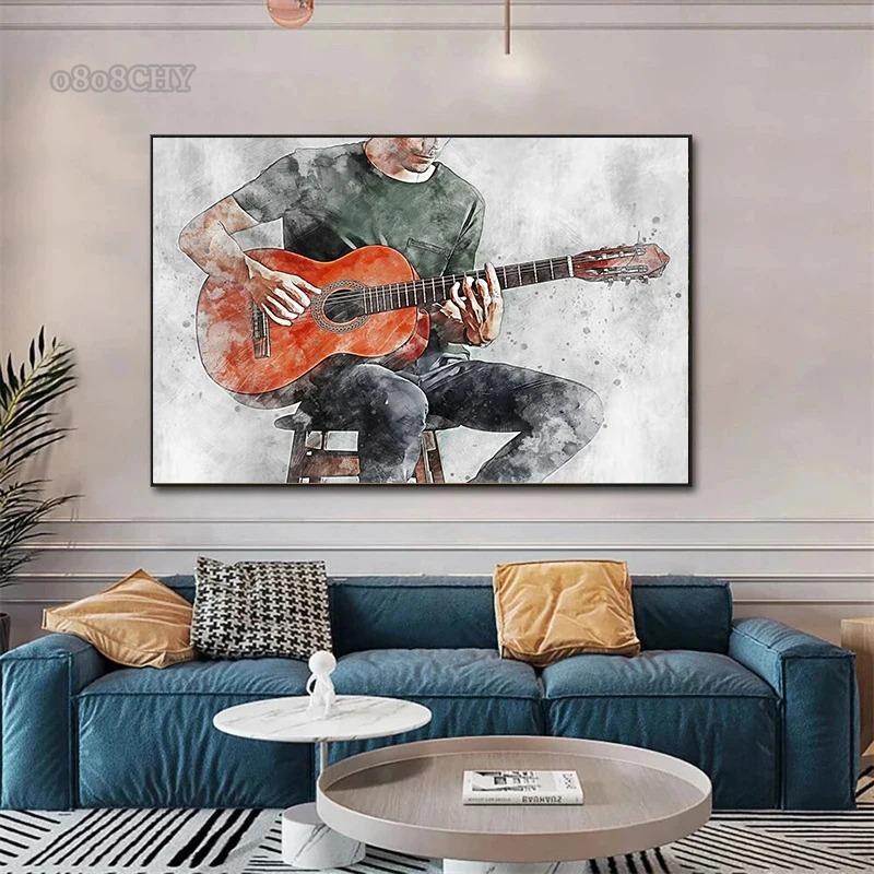Watercolor Art Music Instrument Posters Saxophone Violin Cello Guitar Piano Canvas Print Paintings Caudros Wall Art Home Decor