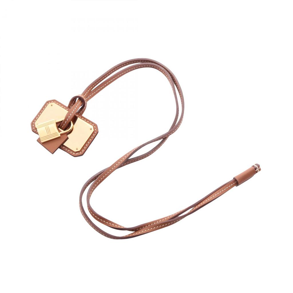 Used HERMES Okelley GM Necklace Gold Plated Brown Gold Used