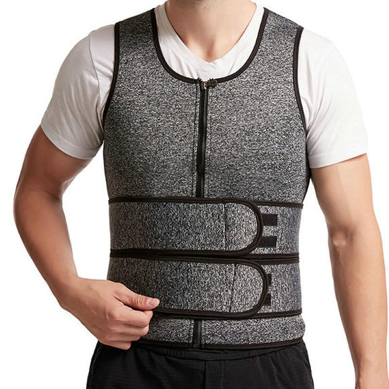 Men's Compression Shirt, Sauna Suit, Body Shaper, Adjustable Shapewear, High Sweating, Fitness (Black, XL)