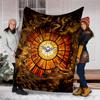 1pc Stained Glass Window Print Outdoor Blanket, Lightweight Polyester,