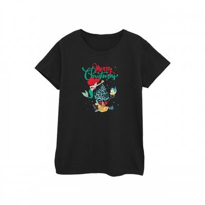 Damen/Damen Prinzessin Arielle Frohe Weihnachten Baumwoll-T-Shirt