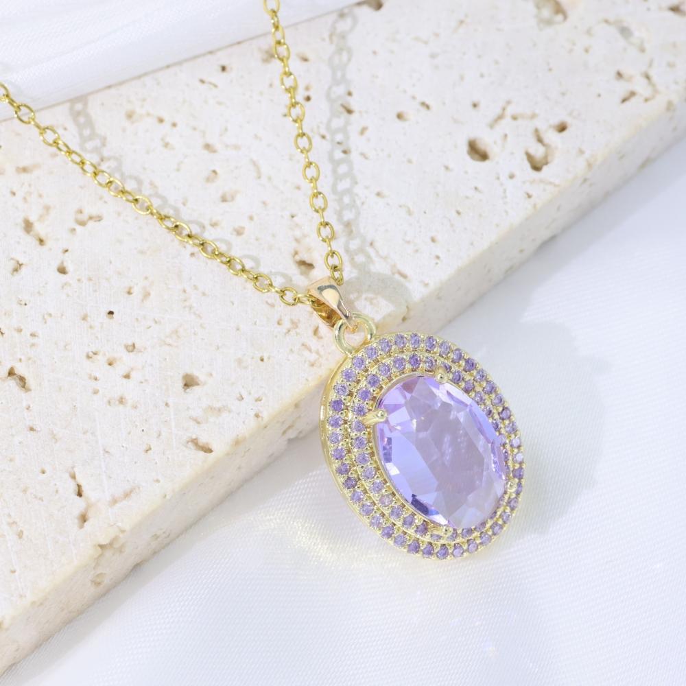 Luxury Oval Zirconia Pendant Necklaces for Women New Fashion Wedding Party Necklace Jewelry Accessories