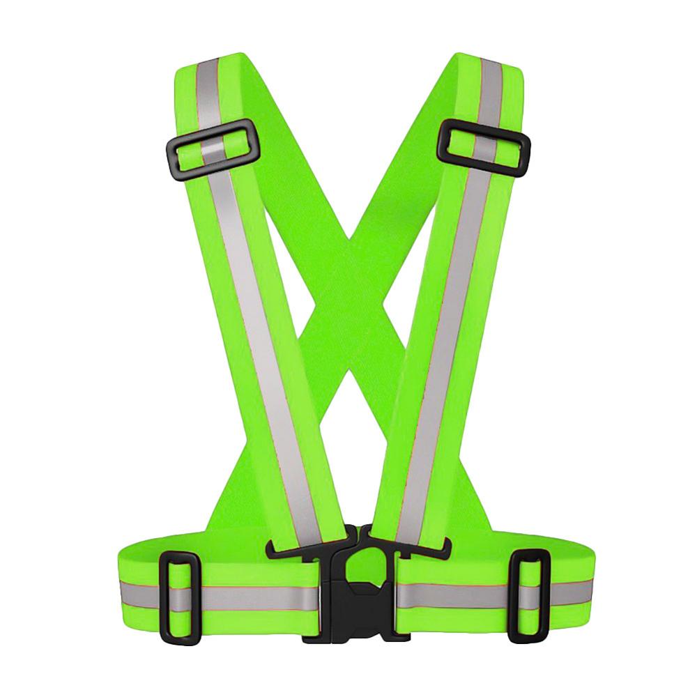 

Дополнительный цветной детский светоотражающий жилет, регулируемая защитная и видимая куртка в полоску зелёный