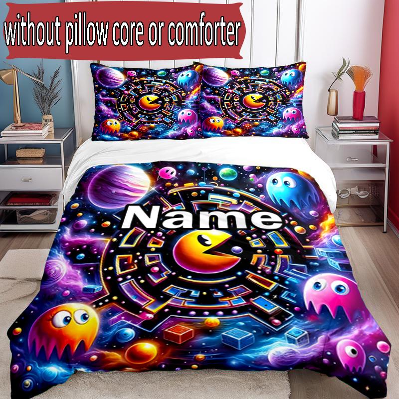 3pcs Duvet Cover Set (1*Duvet Cover + 2*Pillowcase, Without Core), Custom Name PAC Pattern Bedding Set, Home Bedroom Decor Gift