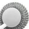 Kitchen Steel Scrubber Easily Remove Oil Stains Long Handle Steel Wire Cleaning Ball for Pots Pans
