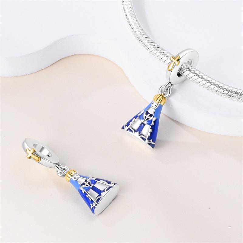 Copper Nossa Senhora Aparecida Dangle Cross Charms Pendants Fit Original Bracelets Diy Jewelry For Women