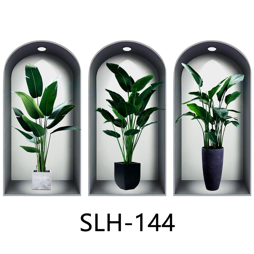 Set 3 Buc. Autocolante de Perete cu Plante și Flori DIY Coroană Abțibilduri din Sticlă pentru Decor Nuntă Living Dormitor Autocolante Autoadezive pentru Frigider