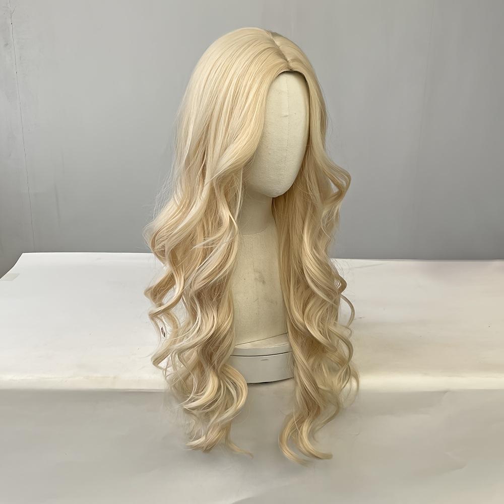 Blonde Women's Synthetic Wig with Large Waves and Long Curly Hair Wig Full Head Set Halloween Cosplay Daily Dress Wig