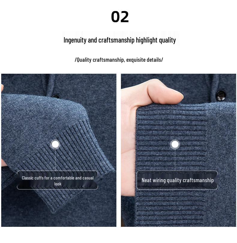 Men's Autumn/Winter Business Casual Loose Knit Sweater with Thickened Lapel