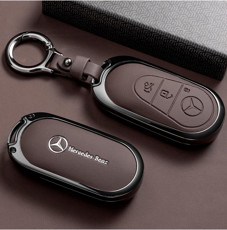Zinc Alloy Leather Car Key Case Cover Shell For Mercedes-Benz C S GLC EQE EQS Class W223 X254 V297 V295 W206 S206 X206 Accessory CH1