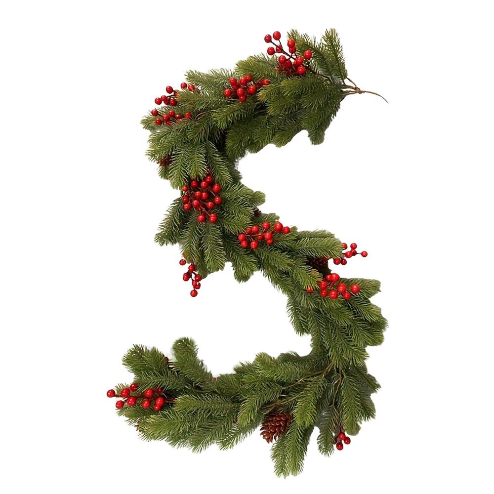 

Венок из искусственных сосновых иголок с реалистичными зелеными лозами для столовых, каминных полок и уличных рождественских украшений.