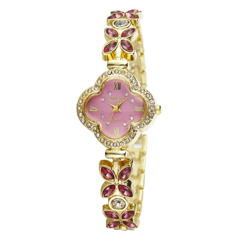 Fashion Clover Bracelet Quartz Watch Women's Colorful Gemstone Full Diamond Watch