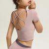 Quick-Drying Sports T-shirt with Chest Pads & Cross-Back Design for Running & Yoga