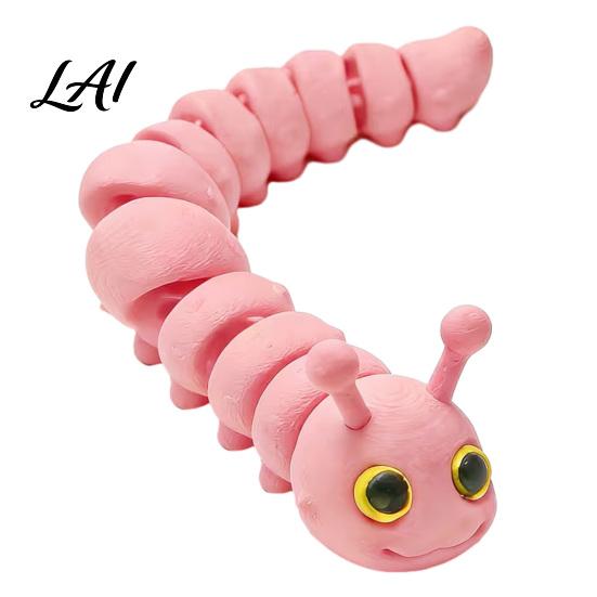 Realistic Caterpillar Model 3D Printed Fidget Toy Movable Joints Toy Figurine Stress Relief Articulated for Desktop Decoration Figurine