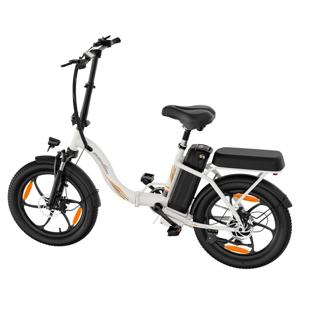 ZAZAWORK C16 City Folding Electric Bicycle 250W Motor 20 Inch Fat Tires 120Kg Load Outdoor Ride E-Bike With Tow Seat