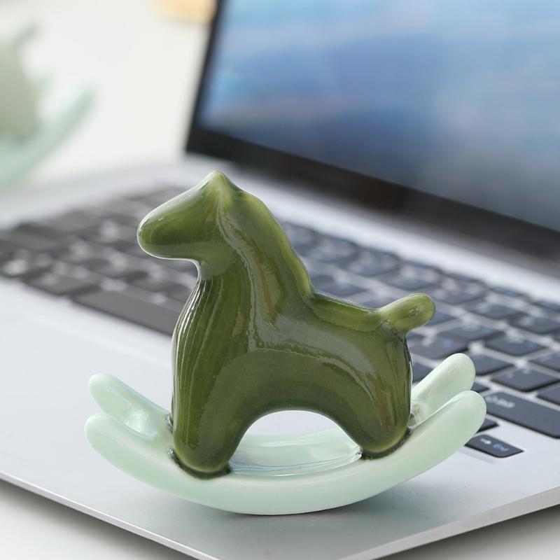 Creative Ceramic Rocking Horse Figurine Exquisited Design Animal Decoration Adds Charm To Any Room