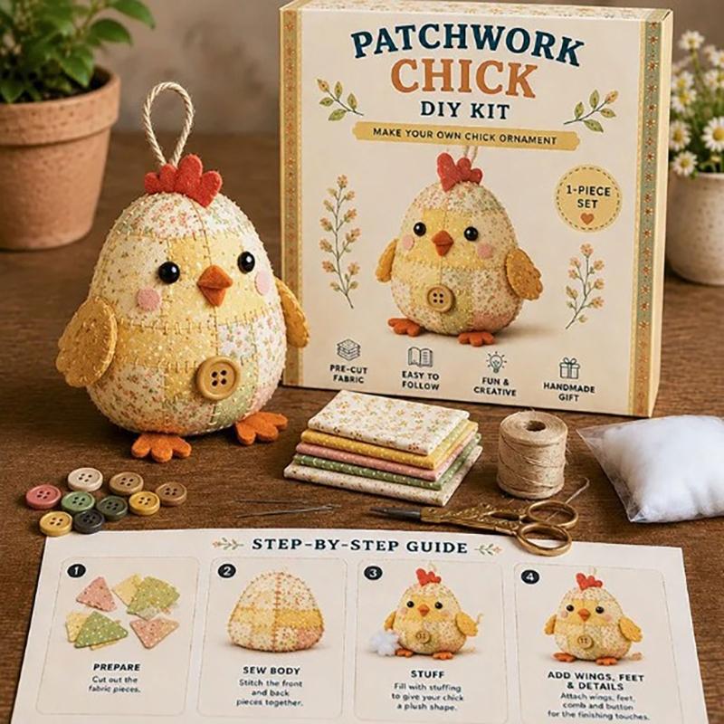 DIY Animal Sewing Crafts Set DIY Patchwork Animal Kits for Adults Beginner Precuts Florals Fabric Sewing Set