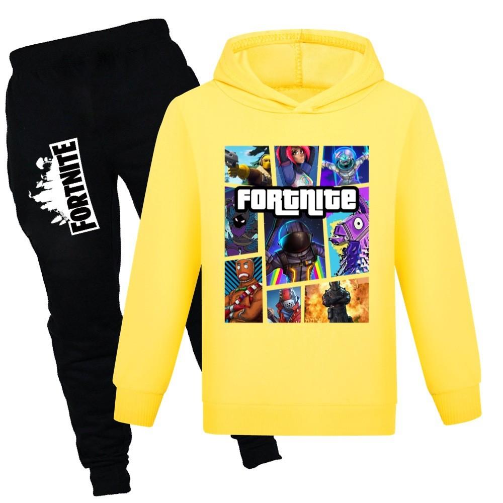 Conjunto de Suéter y Pantalones de Dibujos Animados con Estampado de Fortnite para Niños Hecho de Tejido de Algodón Suave para Niños de Secundaria