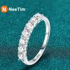 NeeTim Full1.5ct Moissanite Ring for Women S925 Sterling Silver with White Gold Plated Diamond Wedding Bridal Band Rings Fine Jewelry