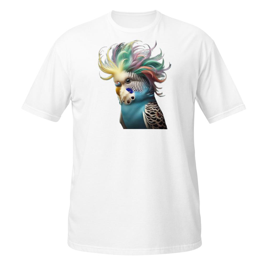 Colorful Mohawk Budgie Head Graphic Short-Sleeve Unisex T-Shirt