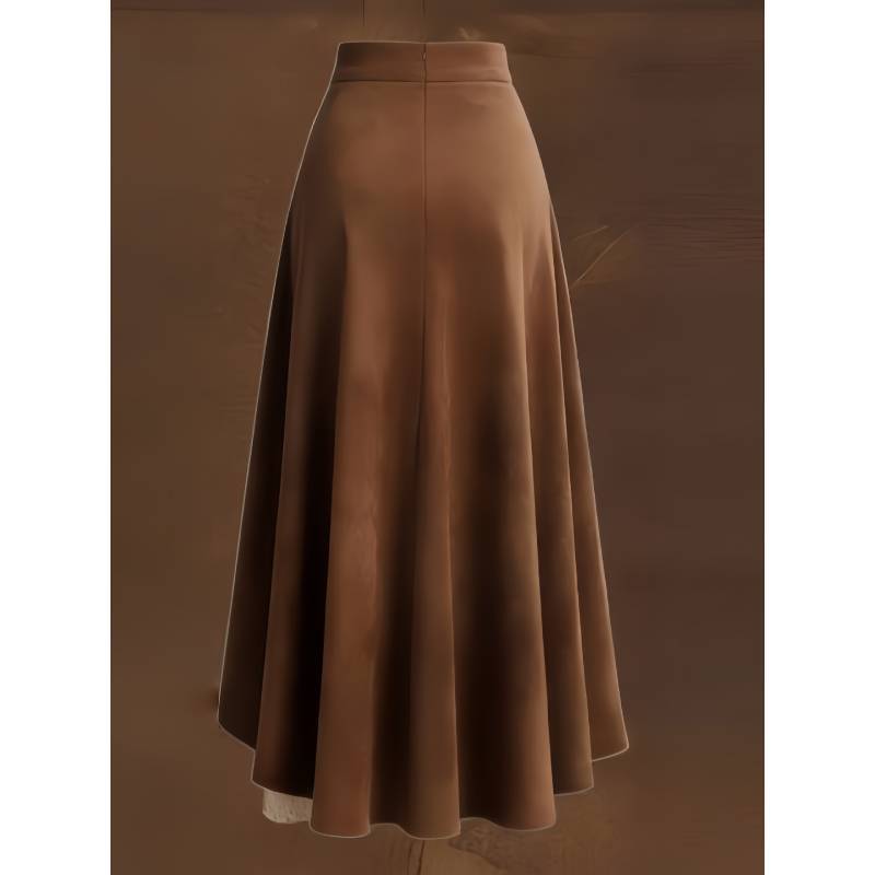 Vintage Western Leather Skirt With Lace Patchwork For Streetwear Fashion
