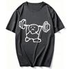 Simple Doodle Stick Figure Struggling To Lift Heavy Barbell Graphic Print Unisex Cotton T Shirt Funny Gym Weightlifting Workout